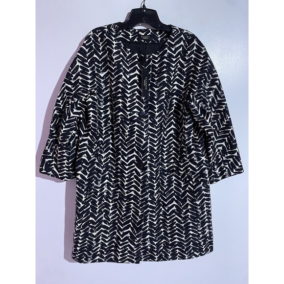 Talbots Blazer Jacket 16 Black White Elegant Office Classy Old Money Academia - Picture 1 of 14